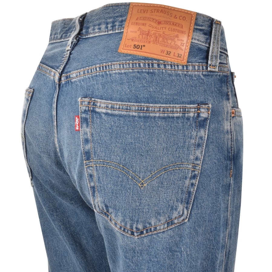 Image number 4 for Levis 501 Original Fit Mid Wash Jeans Blue