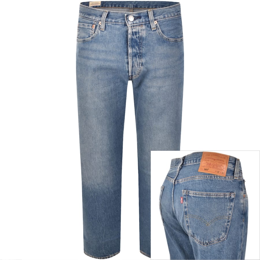 Image number 1 for Levis 501 Original Fit Mid Wash Jeans Blue