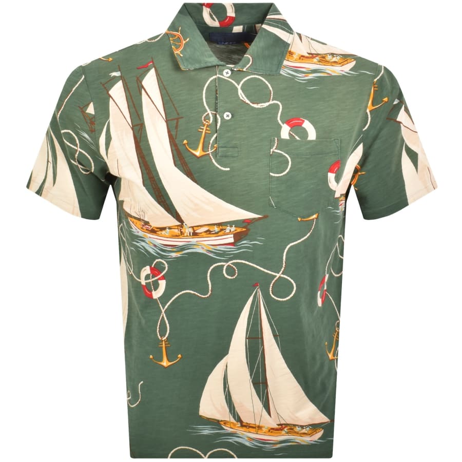 Image number 1 for Ralph Lauren Anchor Print Polo Green