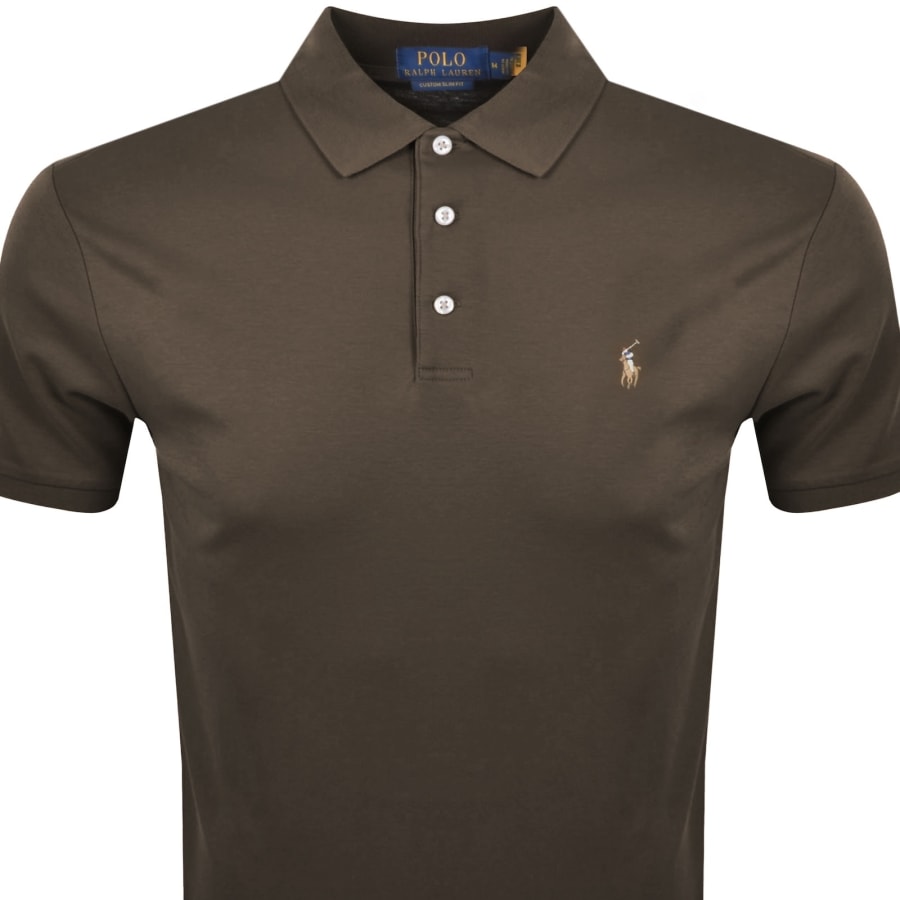 Image number 2 for Ralph Lauren Custom Slim Fit Polo Nutmeg Brown