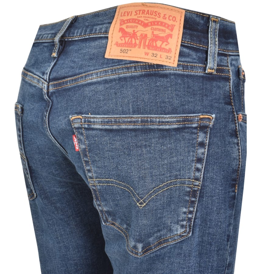Image number 4 for Levis 502 Tapered Mid Wash Jeans Blue