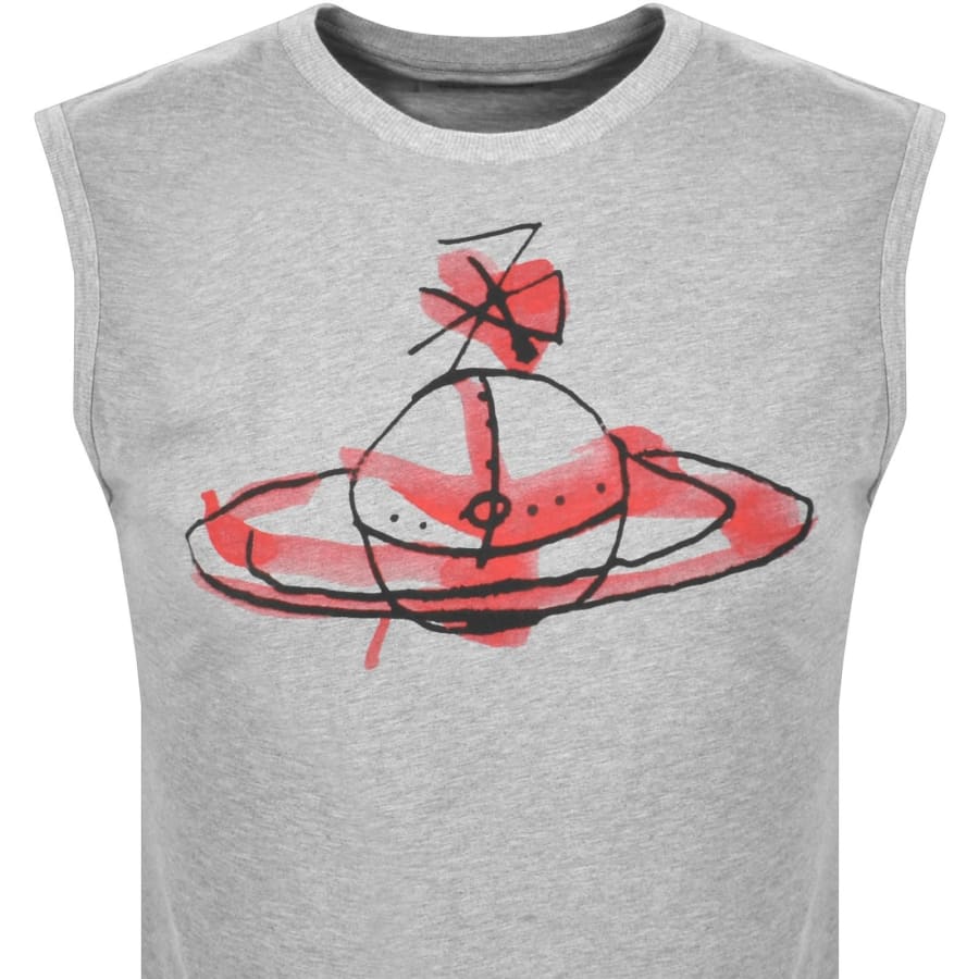 Image number 2 for Vivienne Westwood Drawn Orb Muscle Vest Grey