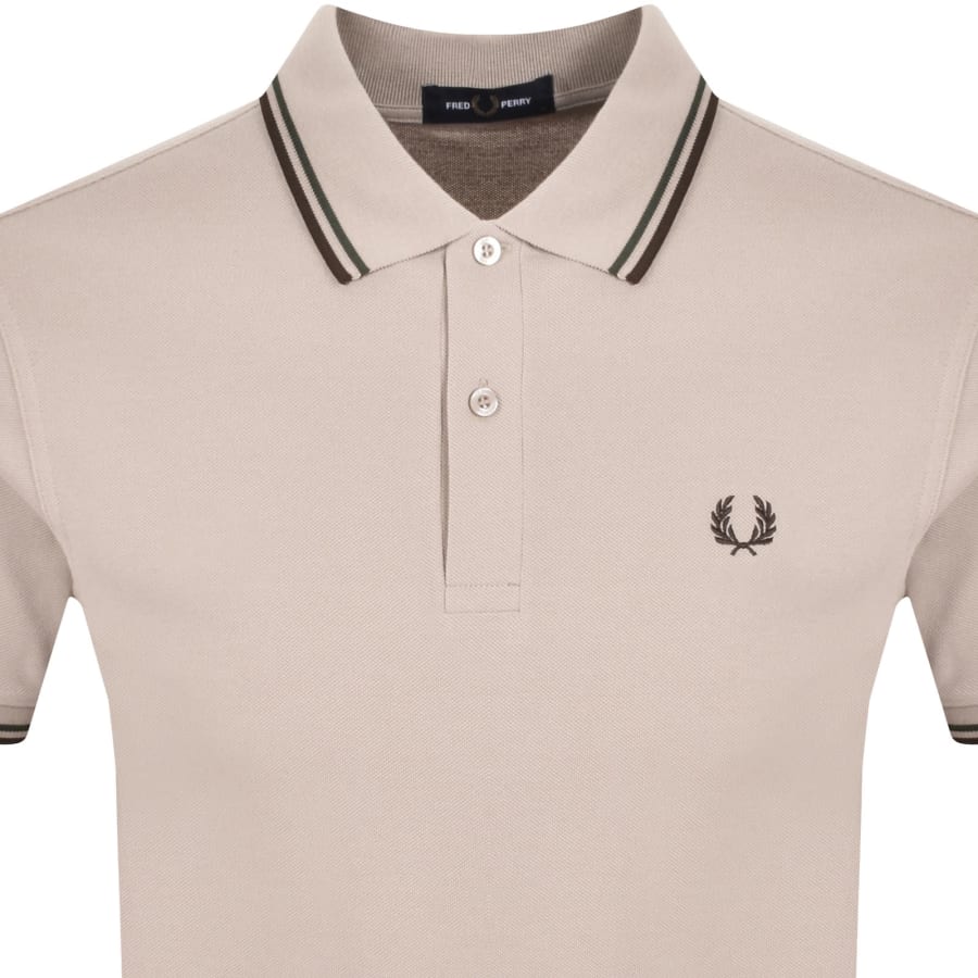Image number 2 for Fred Perry Twin Tipped Polo T Shirt Beige