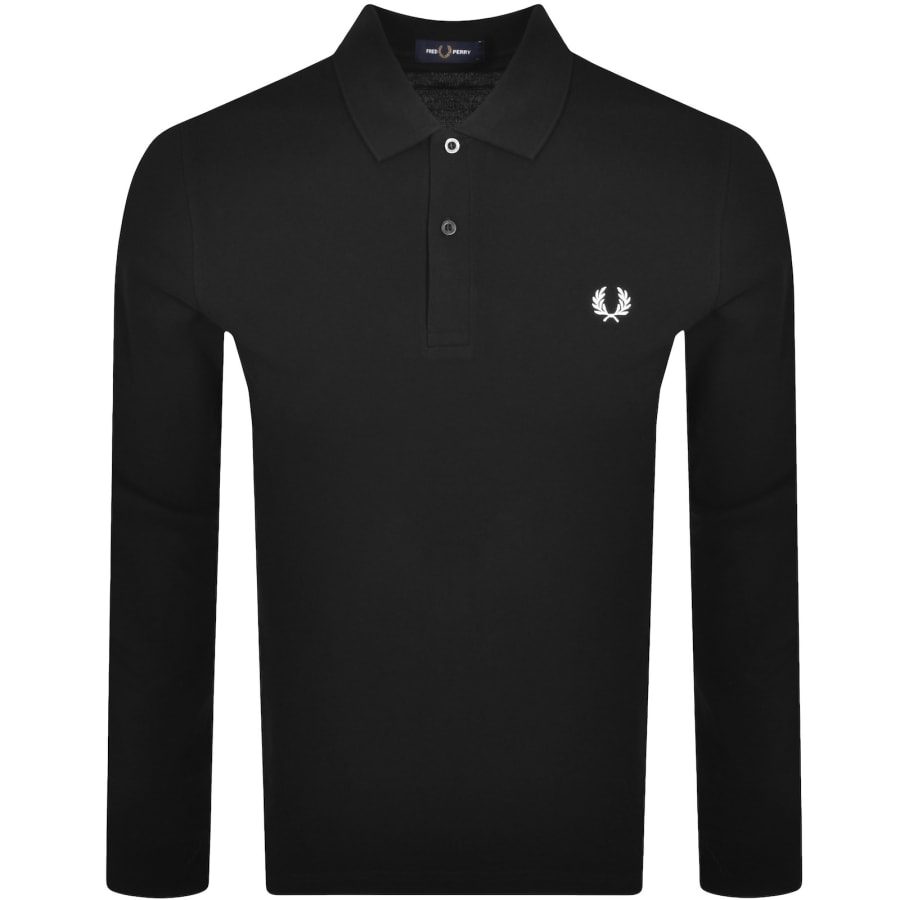 Image number 1 for Fred Perry Long Sleeved Pique Polo T Shirt Black