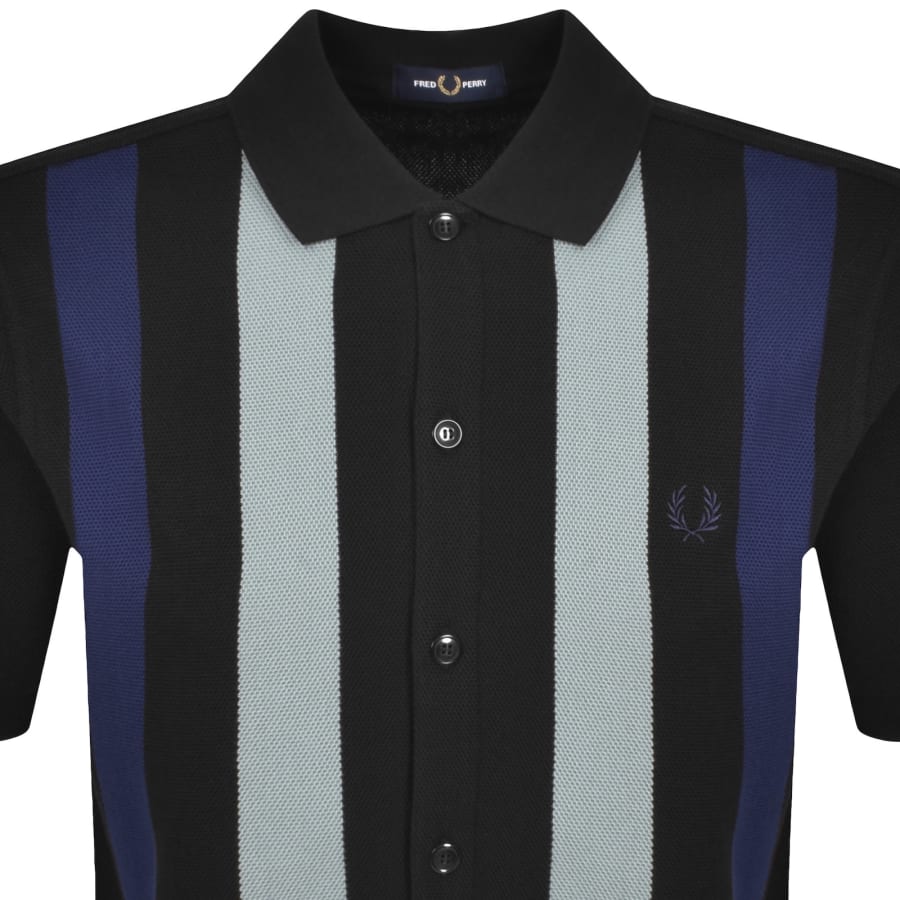Image number 2 for Fred Perry Vertical Stripe Polo T Shirt Black