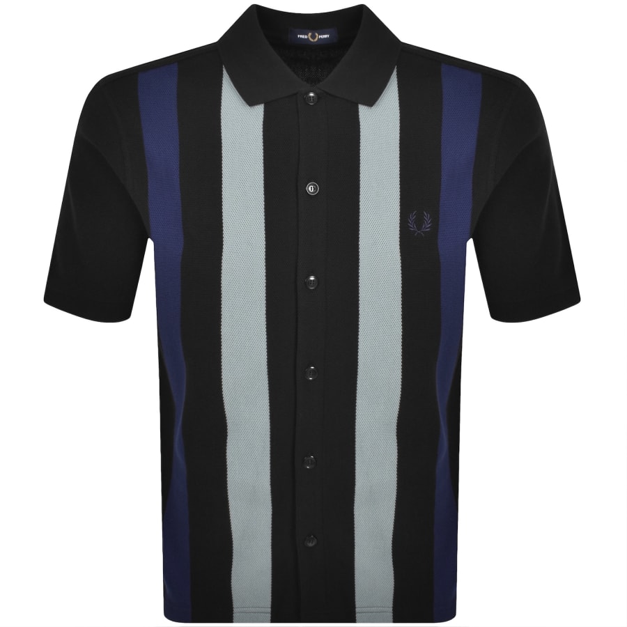 Image number 1 for Fred Perry Vertical Stripe Polo T Shirt Black