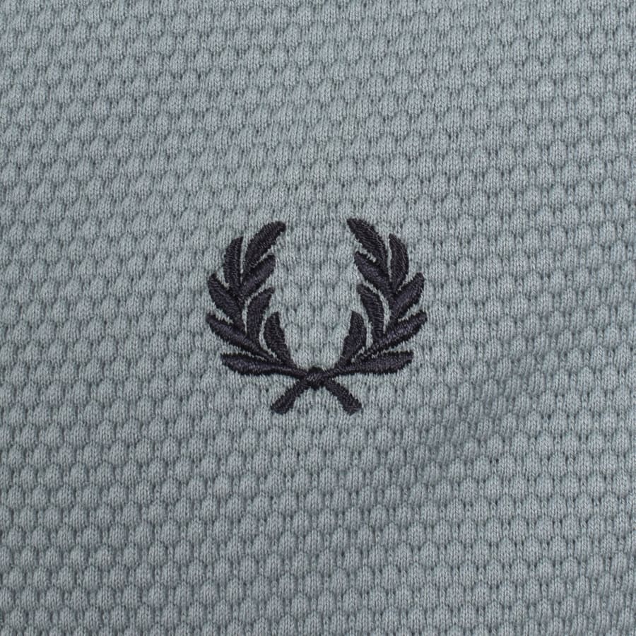 Image number 3 for Fred Perry Textured Zip Through Polo Blue