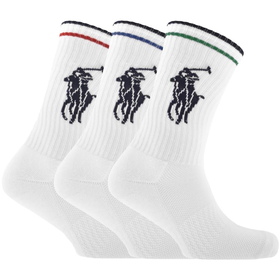 Image number 1 for Ralph Lauren 3 Pack Socks White
