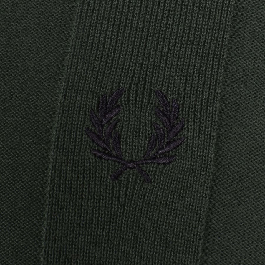 Image number 3 for Fred Perry Tonal Stripe Polo Jumper Green