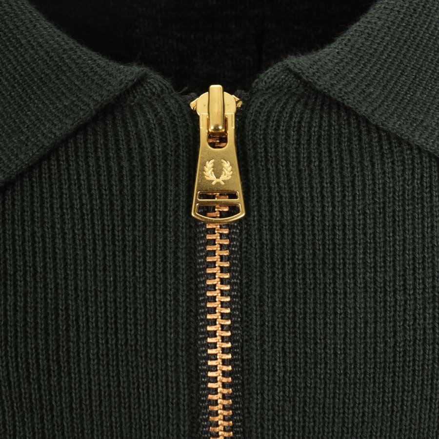 Image number 4 for Fred Perry Tonal Stripe Polo Jumper Green
