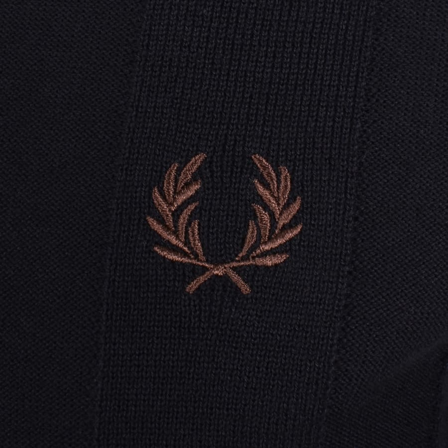 Image number 3 for Fred Perry Tonal Stripe Polo Jumper Navy