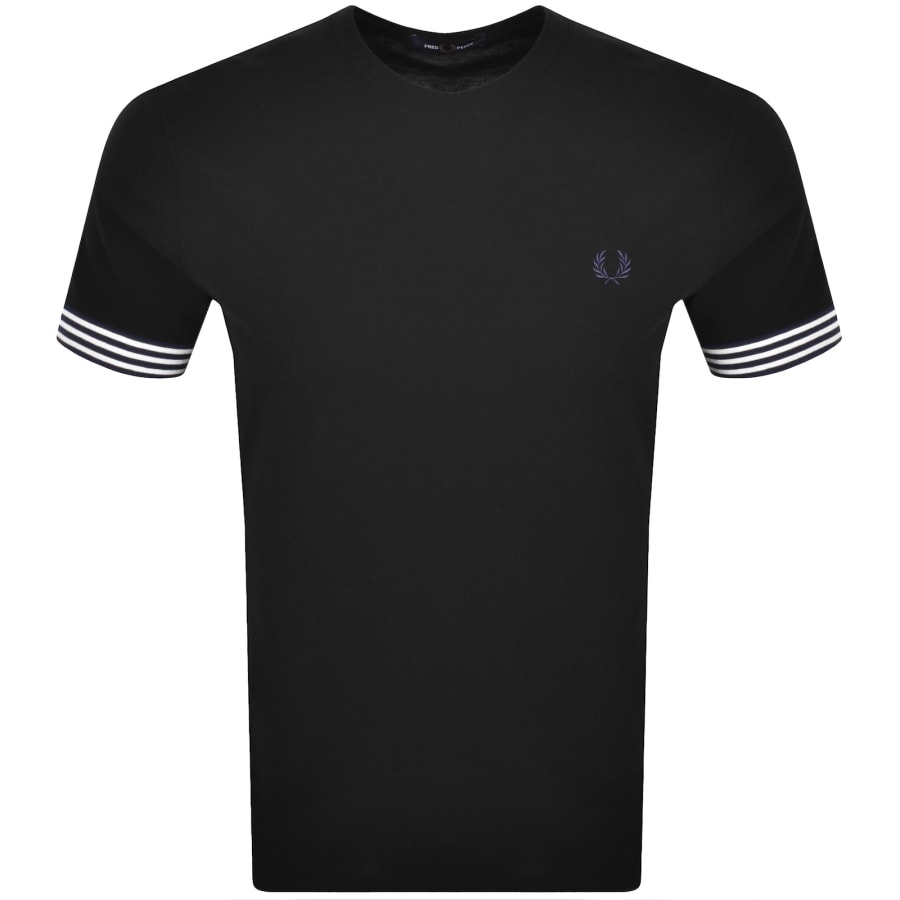 Image number 1 for Fred Perry Striped Cuff T Shirt Black