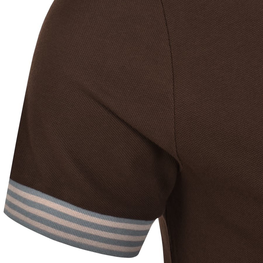 Image number 4 for Fred Perry Striped Cuff T Shirt Brown