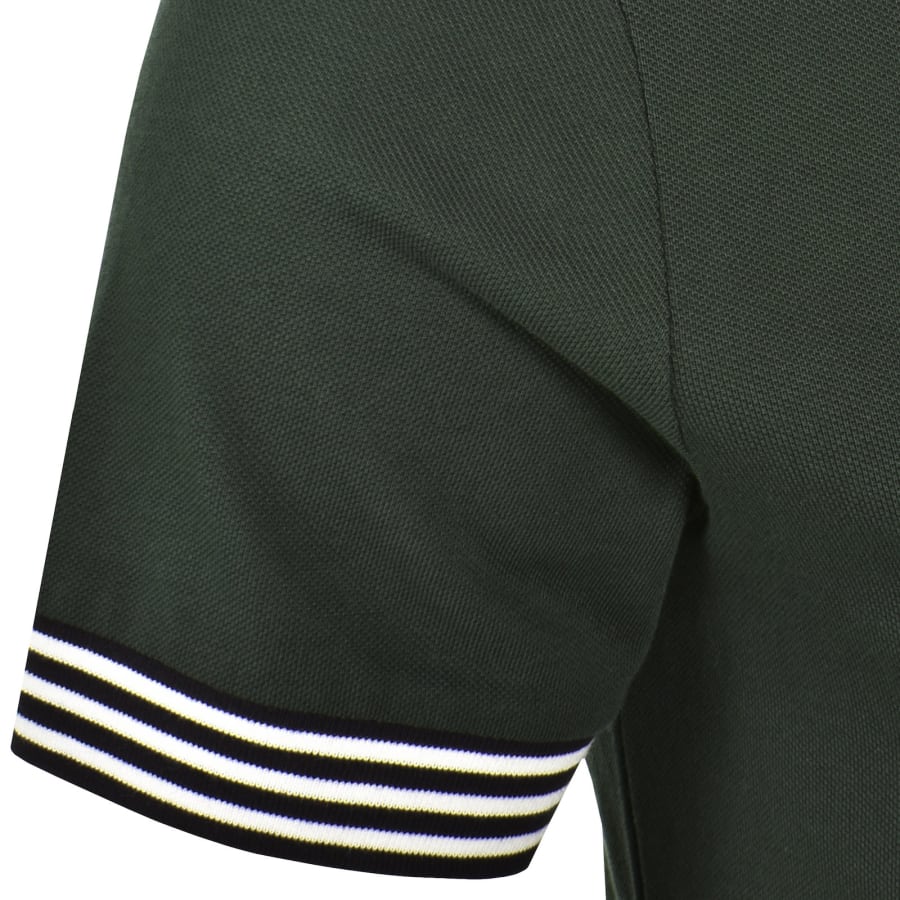 Image number 4 for Fred Perry Striped Cuff T Shirt Court Green