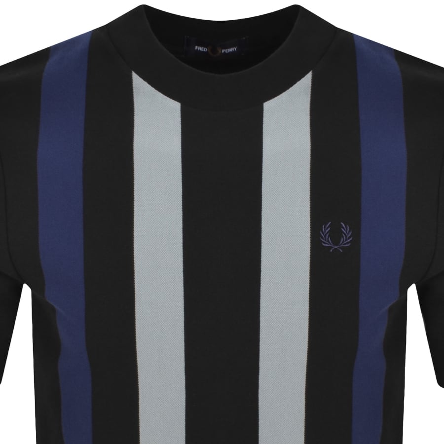 Image number 2 for Fred Perry Vertical Stripe T Shirt Black