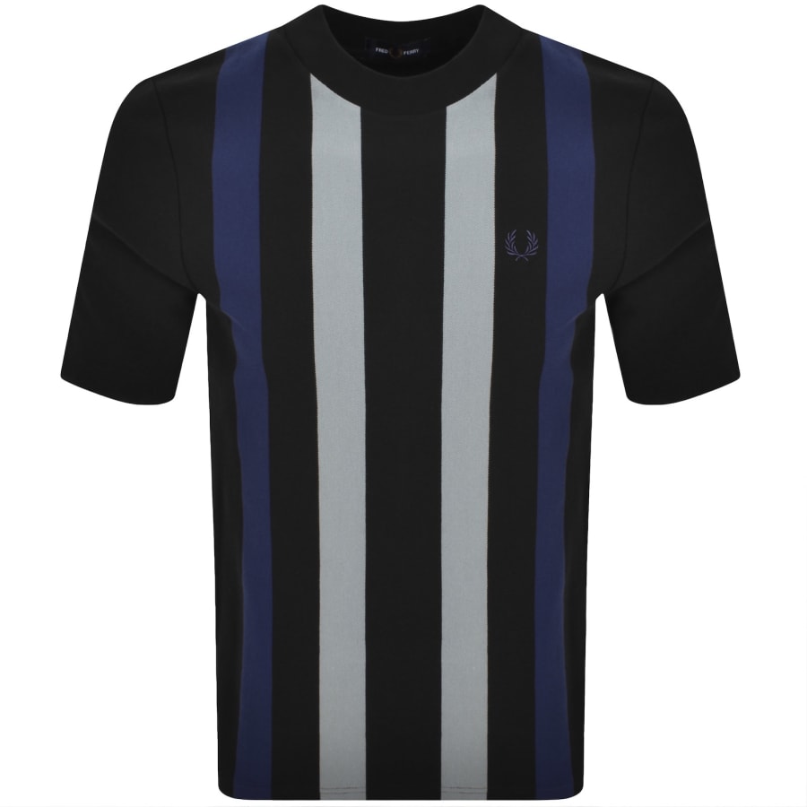 Image number 1 for Fred Perry Vertical Stripe T Shirt Black