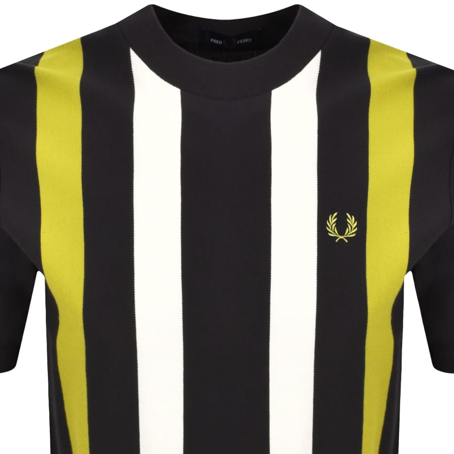 Image number 2 for Fred Perry Vertical Stripe T Shirt Anchor Grey
