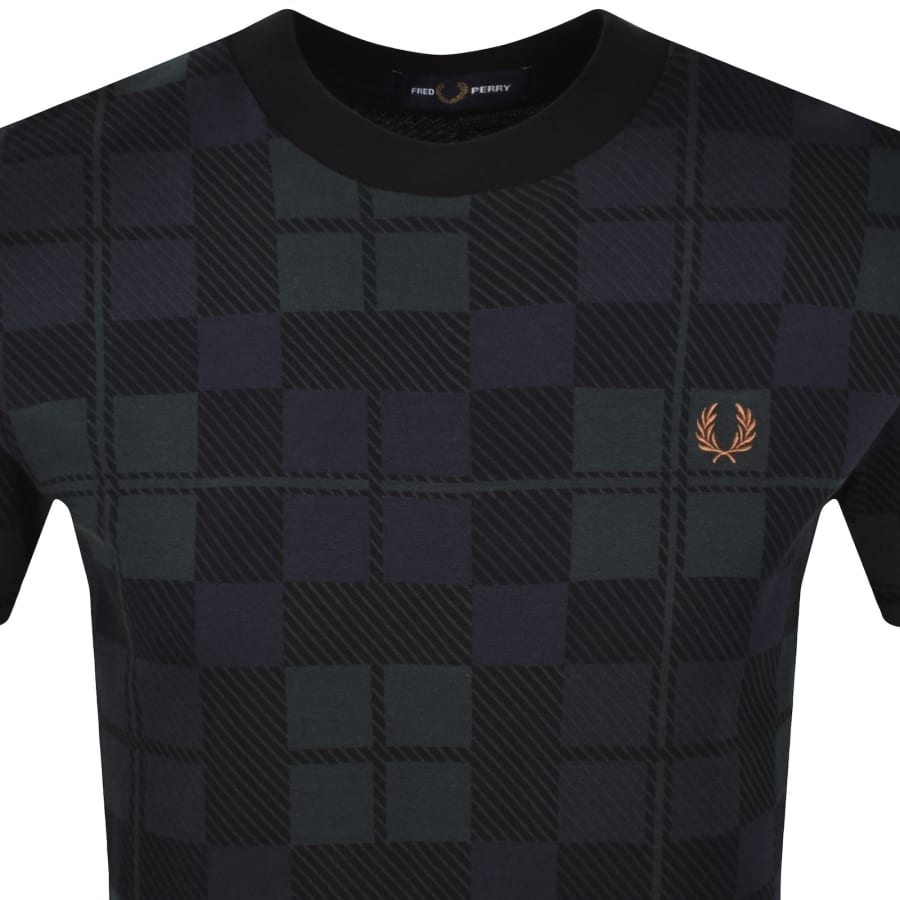 Image number 2 for Fred Perry Tartan Jacquard T Shirt Black