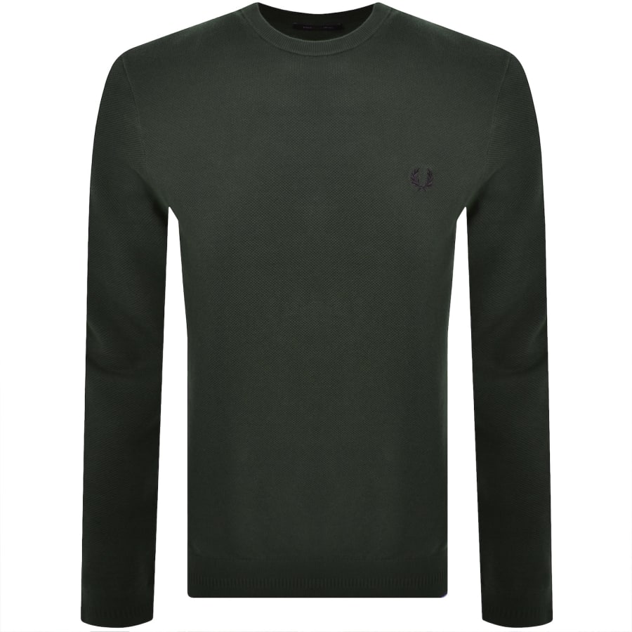 Image number 1 for Fred Perry Pique Stitch Jumper Court Green