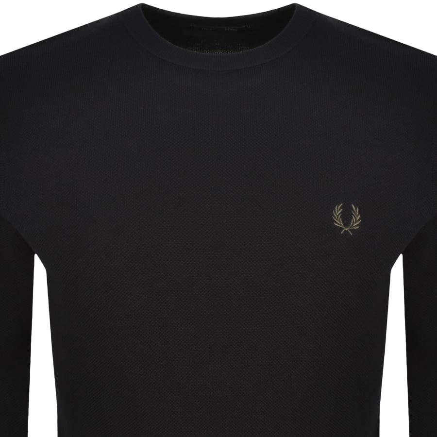 Image number 2 for Fred Perry Pique Stitch Jumper Navy