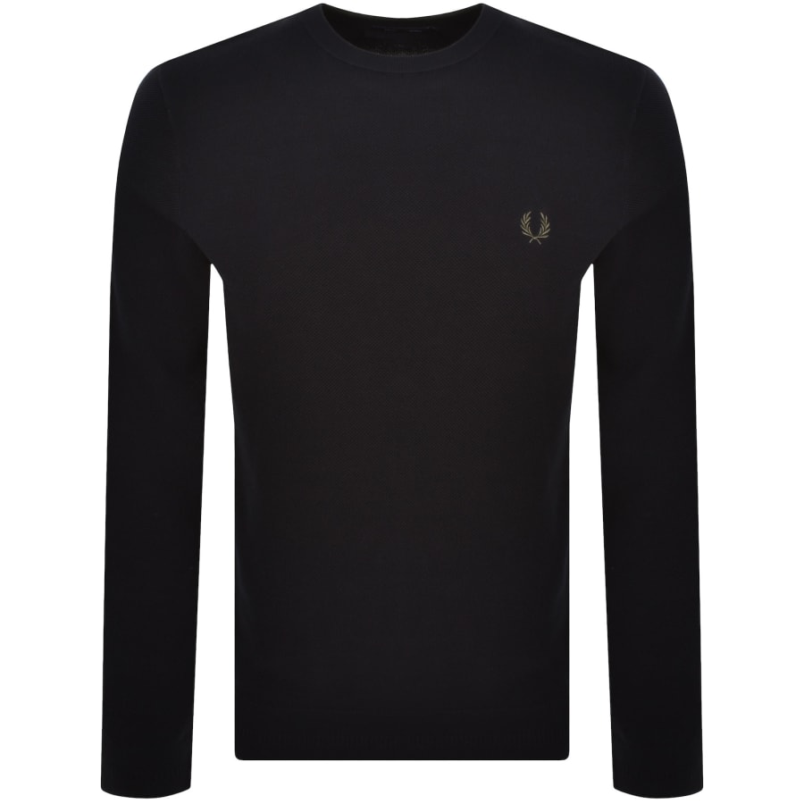 Image number 1 for Fred Perry Pique Stitch Jumper Navy