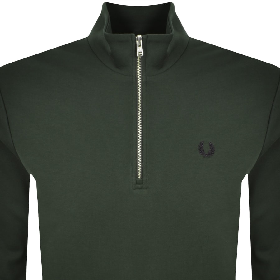 Image number 2 for Fred Perry Half Zip Sweatshirt Court Green
