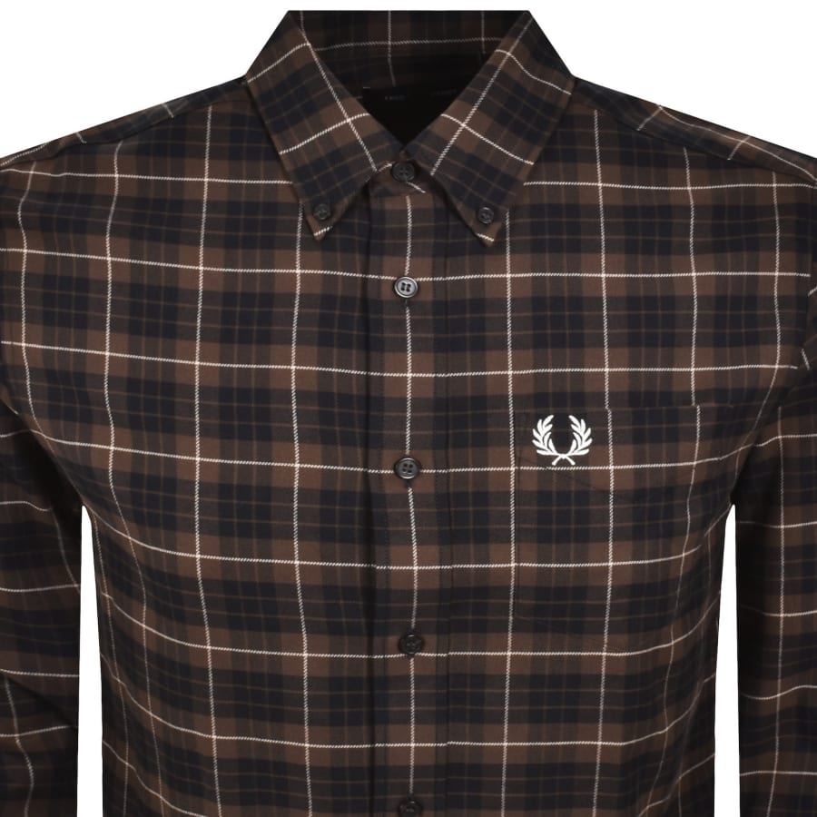 Image number 2 for Fred Perry Tartan Twill Shirt Tobacco Brown