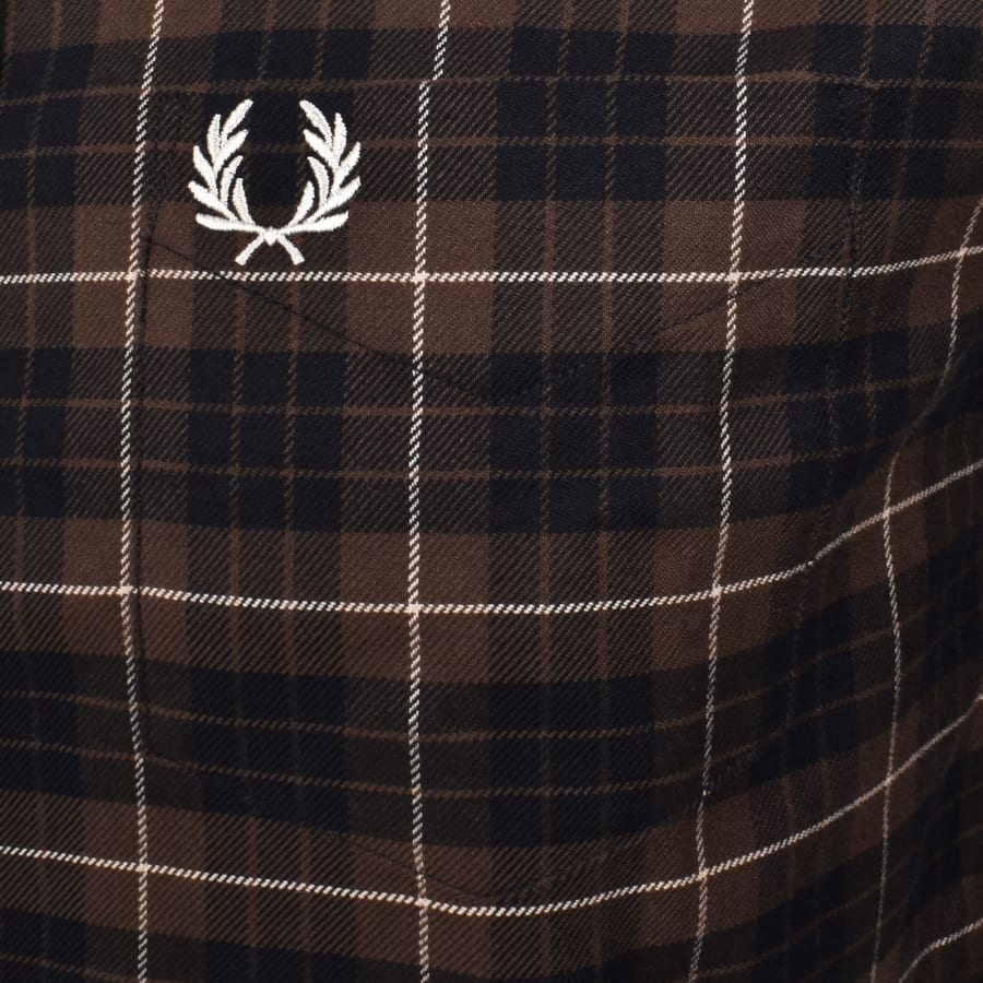 Image number 3 for Fred Perry Tartan Twill Shirt Tobacco Brown
