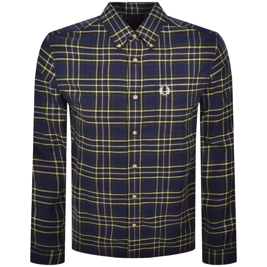 Image number 1 for Fred Perry Tartan Twill Shirt French Navy