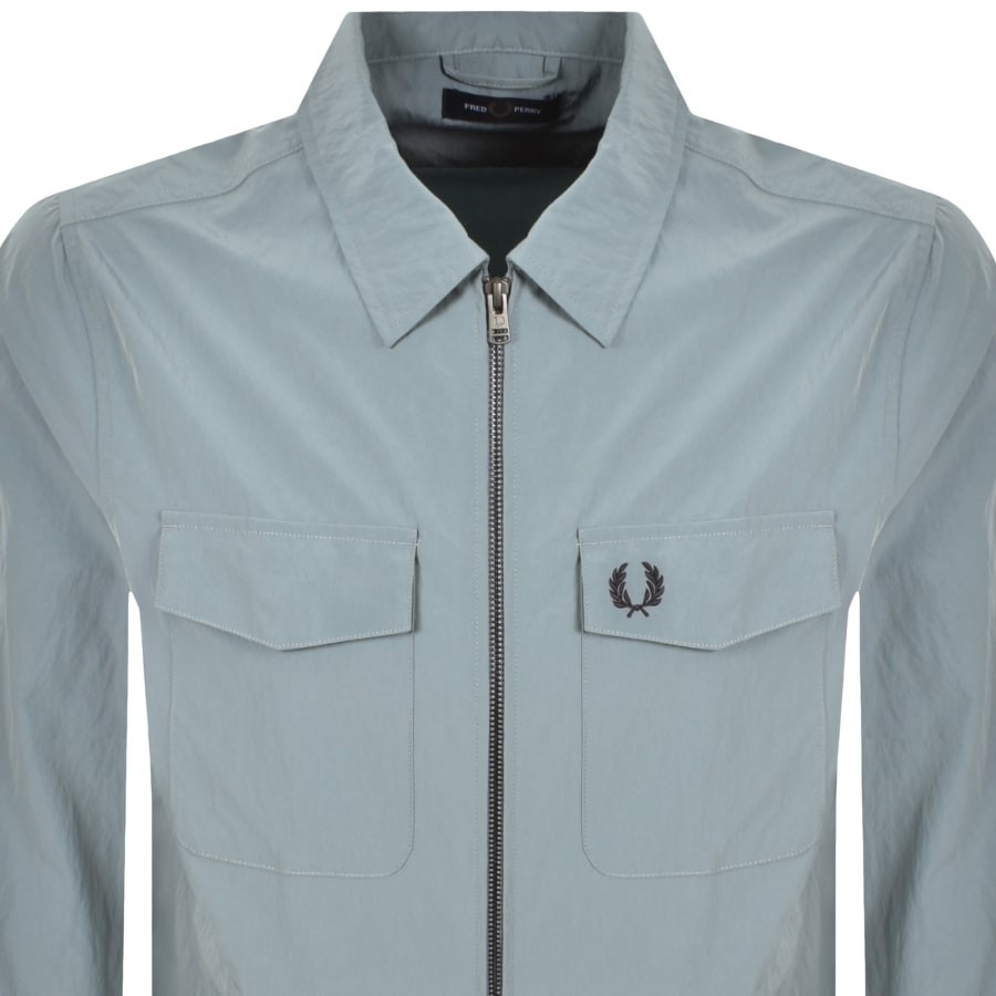 Image number 2 for Fred Perry Zip Pocket Overshirt Stockport Blue