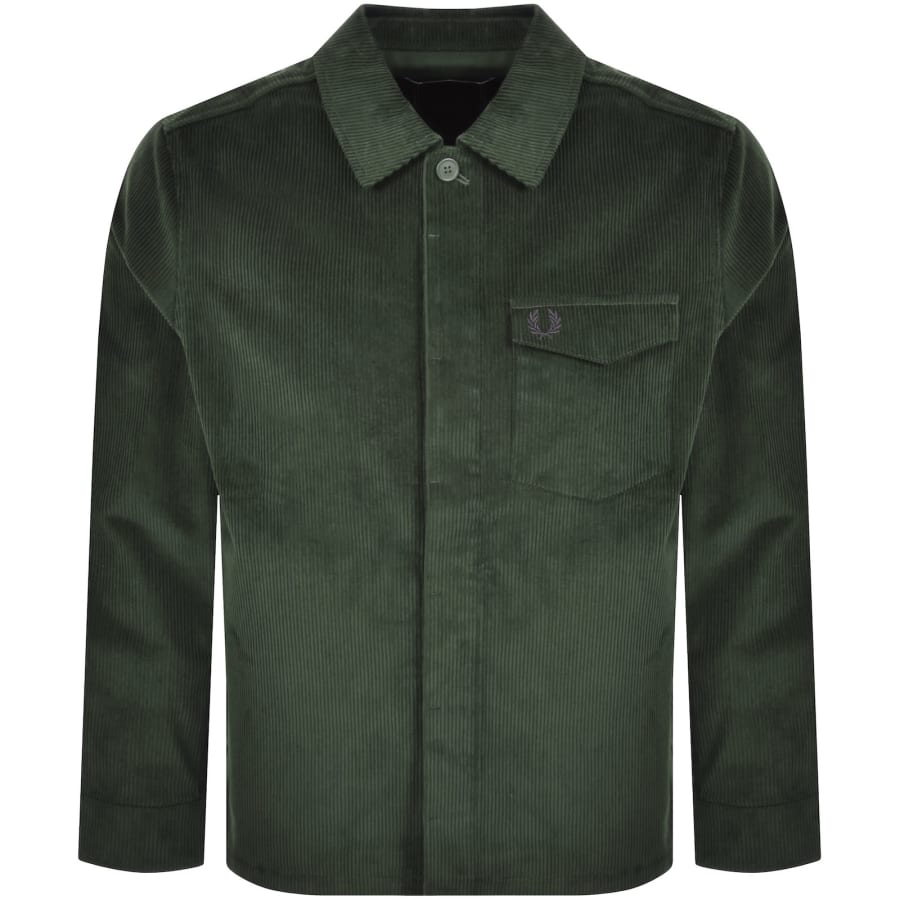 Image number 1 for Fred Perry Corduroy Overshirt Court Green