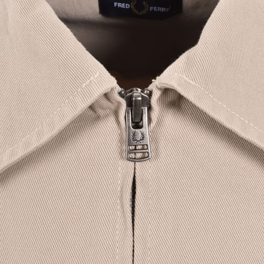 Image number 4 for Fred Perry Twill Zip Through Overshirt Warm Oat