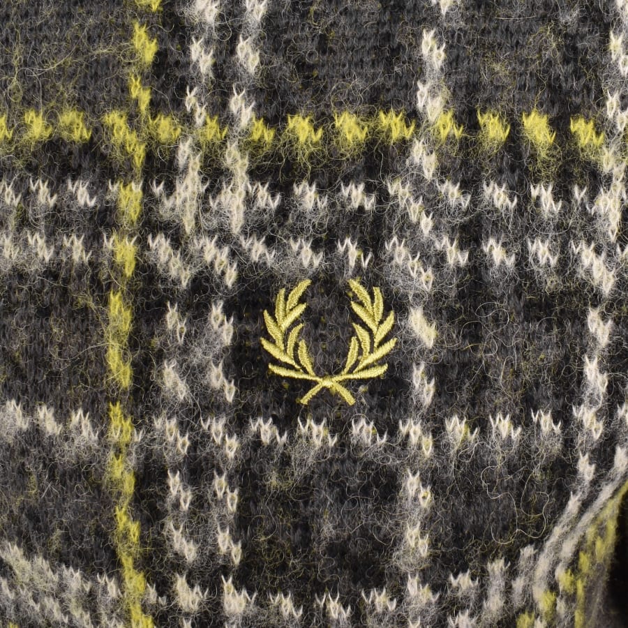 Image number 3 for Fred Perry Brushed Tartan Jumper Anchor Grey