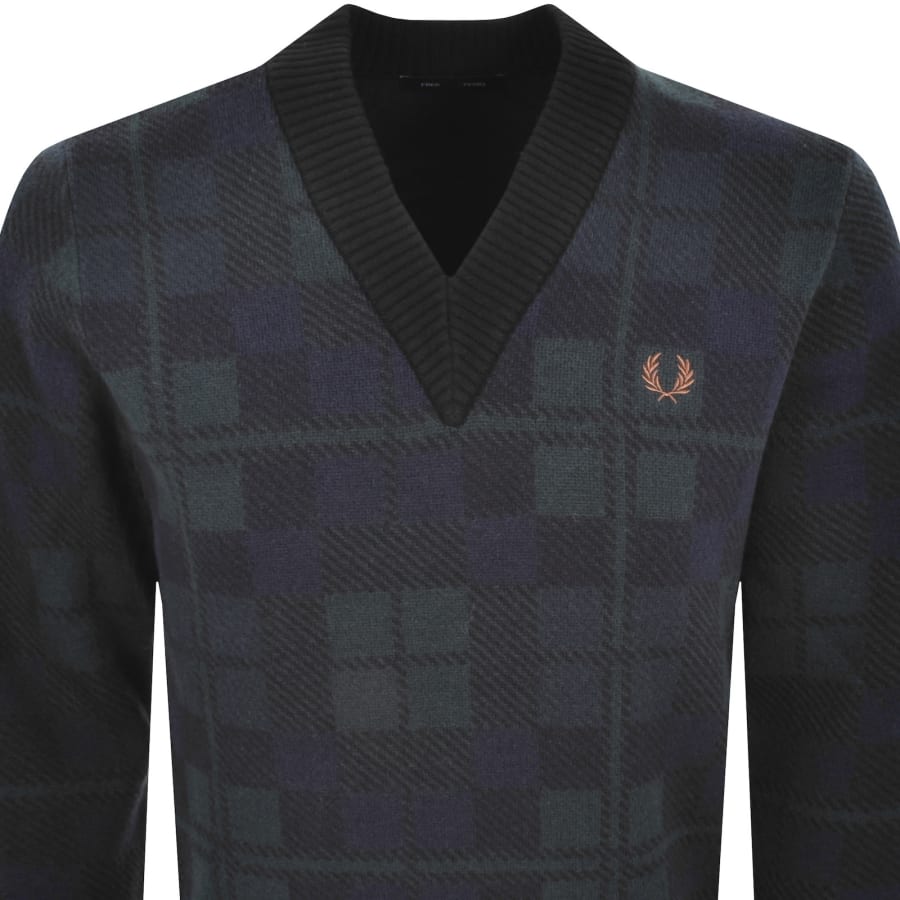 Image number 2 for Fred Perry Tartan Jumper Blackwatch