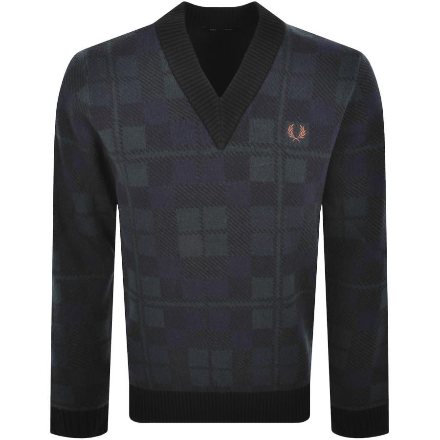 Image number 1 for Fred Perry Tartan Jumper Blackwatch