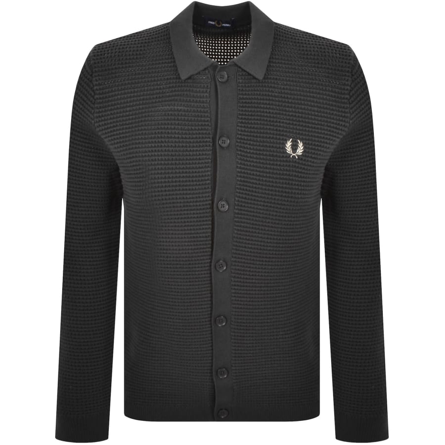 Image number 1 for Fred Perry Pointelle Cardigan Anchor Grey