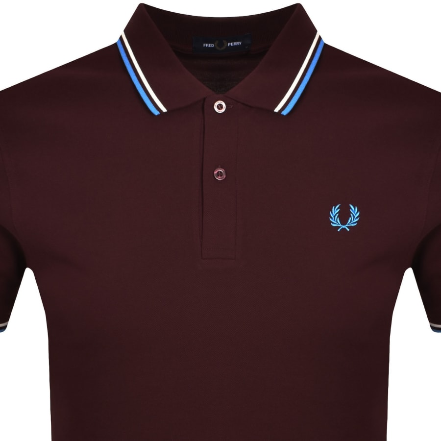Image number 2 for Fred Perry Twin Tipped Polo T Shirt Burgundy