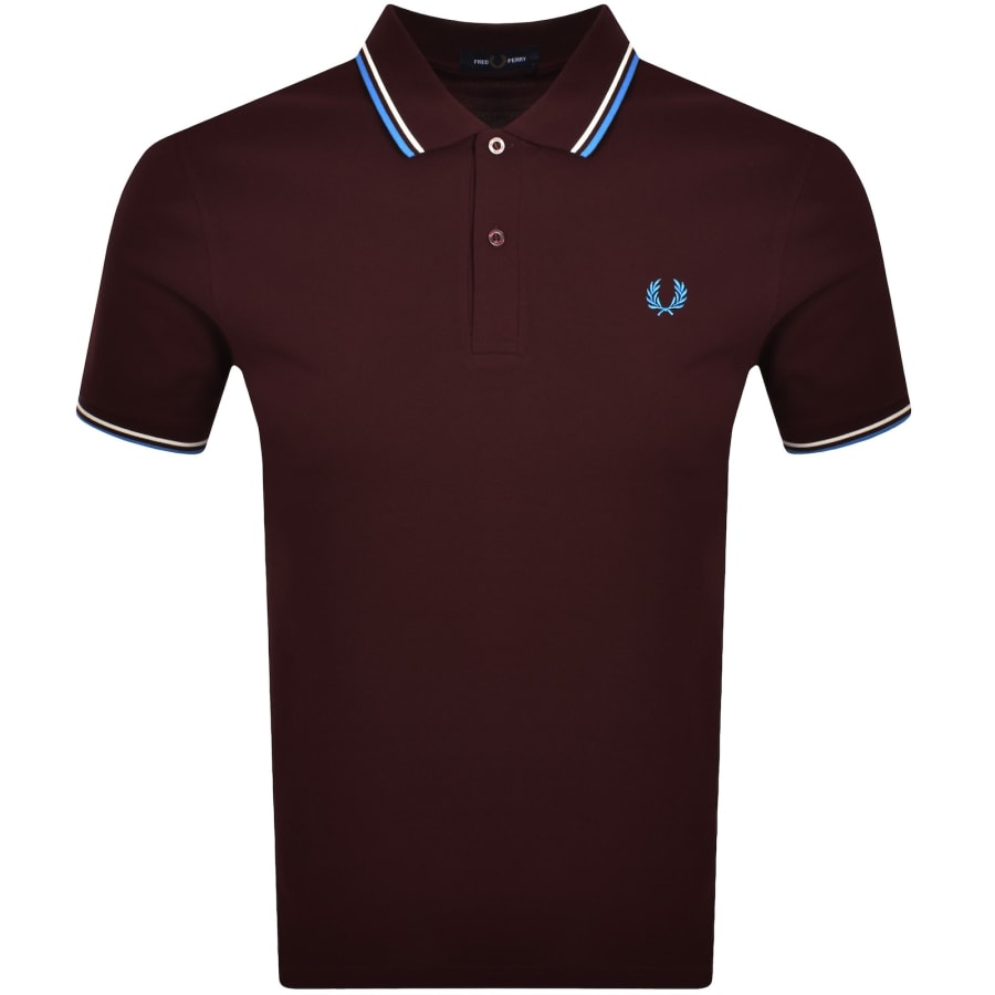 Image number 1 for Fred Perry Twin Tipped Polo T Shirt Burgundy
