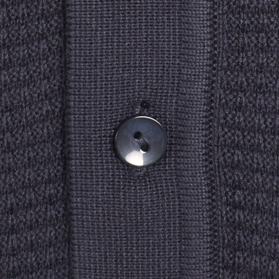 Image number 4 for Fred Perry Cable Knit Polo T Shirt Navy
