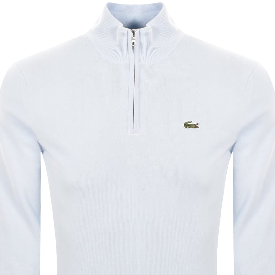Image number 2 for Lacoste Half Zip Logo Knit Jumper Blue