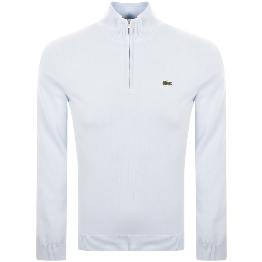 Image number 1 for Lacoste Half Zip Logo Knit Jumper Blue