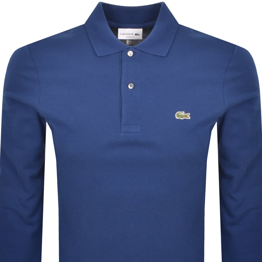 Image number 2 for Lacoste Long Sleeve Polo T Shirt Blue