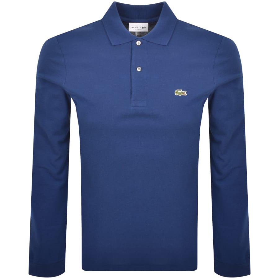 Image number 1 for Lacoste Long Sleeve Polo T Shirt Blue