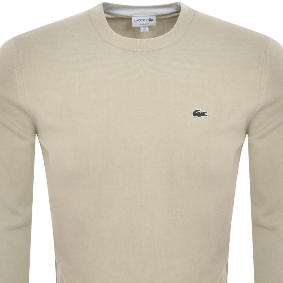 Image number 2 for Lacoste Crew Neck Knit Jumper Beige
