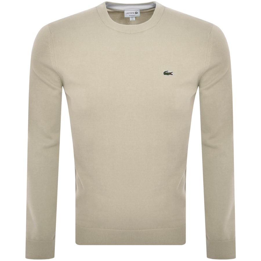 Image number 1 for Lacoste Crew Neck Knit Jumper Beige