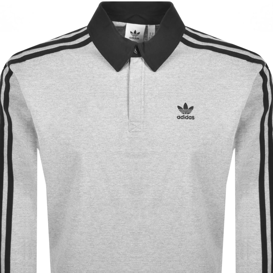 Image number 2 for adidas Originals Rugby Long Sleeve Polo Grey