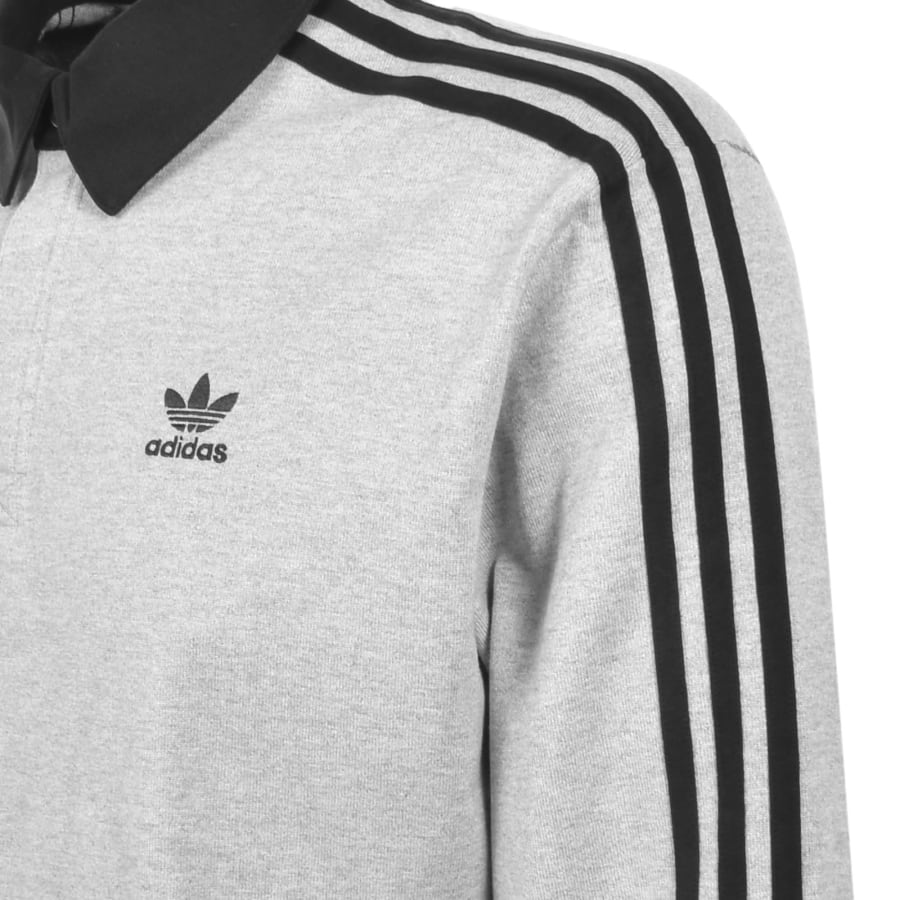 Image number 4 for adidas Originals Rugby Long Sleeve Polo Grey