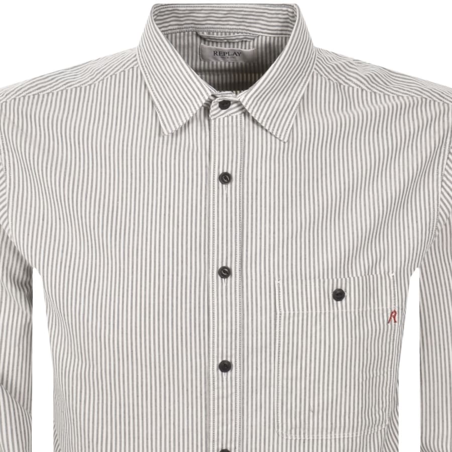 Image number 2 for Replay Striped Shirt Creamy White