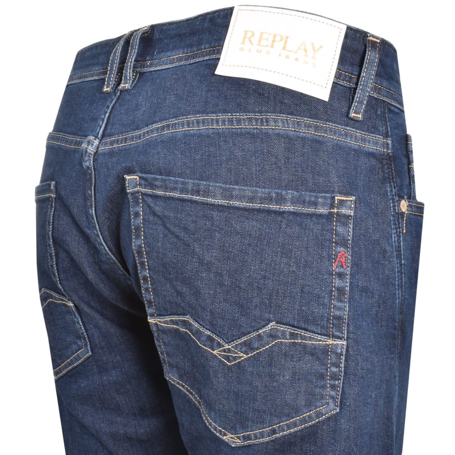 Image number 4 for Replay Comfort Fit Rocco Jeans Dark Wash Blue