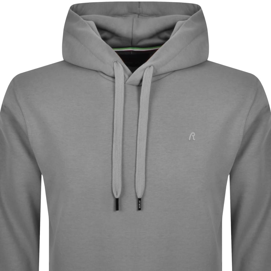 Image number 2 for Replay Fleece Hoodie Lead Grey